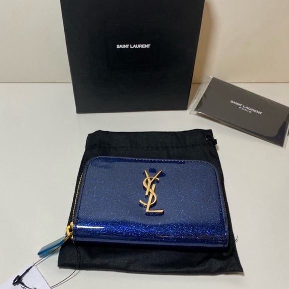 Saint Laurent Cobalt Glitter Card Wallet Brand New! (Price firm) - Picture 2 of 10